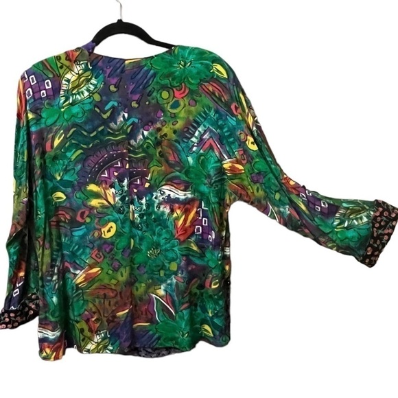 Vintage unique CAROL Little asymmetric multi print ruffle and beaded top. Size 4 - Picture 11 of 14